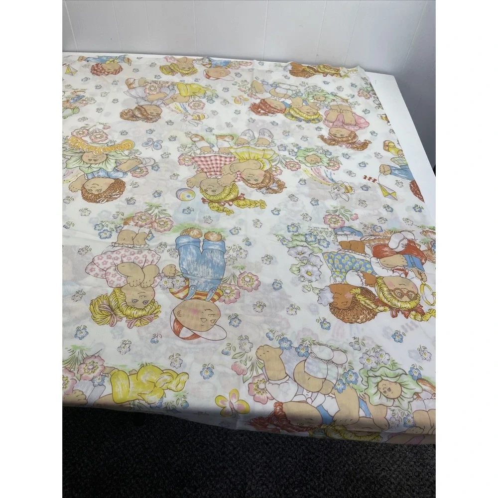 Cabbage Patch Kids Flat Sheet Pillowcase Twin Unisex White Vintage 1983 2pc Set